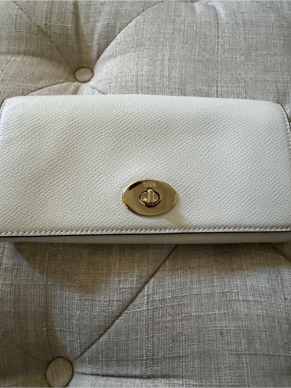 Coach White Leather wallet on chain
